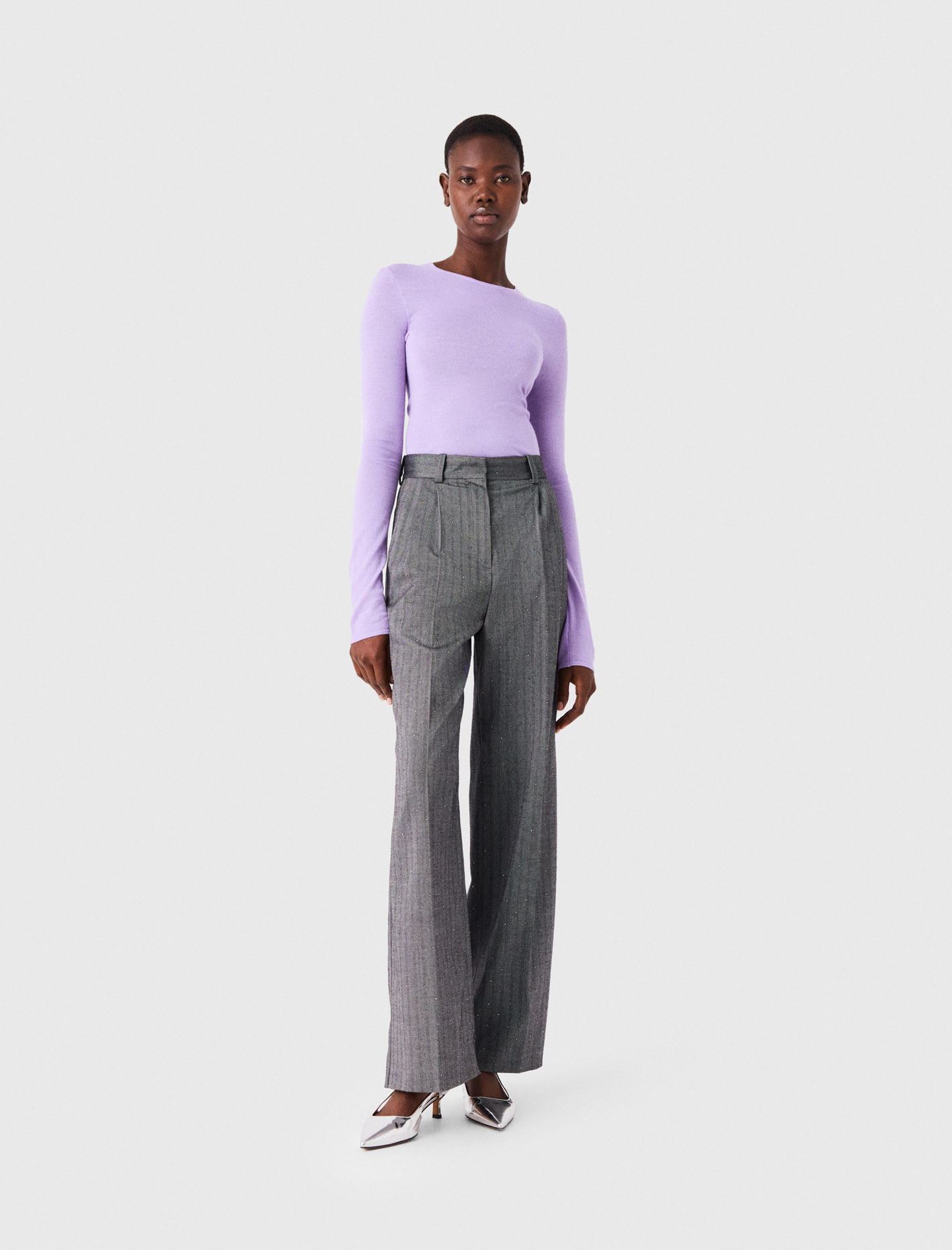 Pullover Girocollo Seconda Pelle - Viola - Taglia 40 - Maje