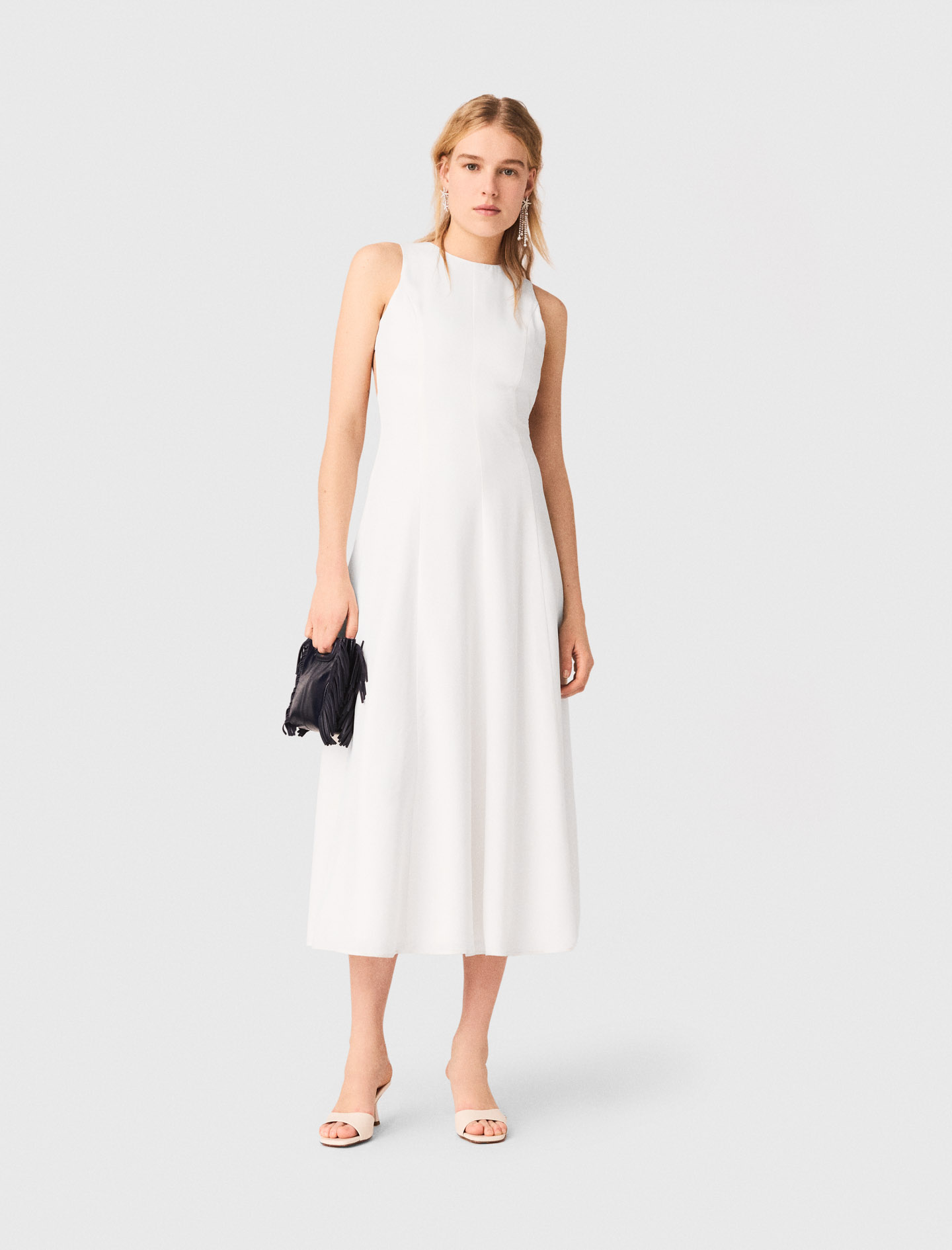 Abito Midi A Schiena Nuda - Bianco - Taglia 40 - Maje