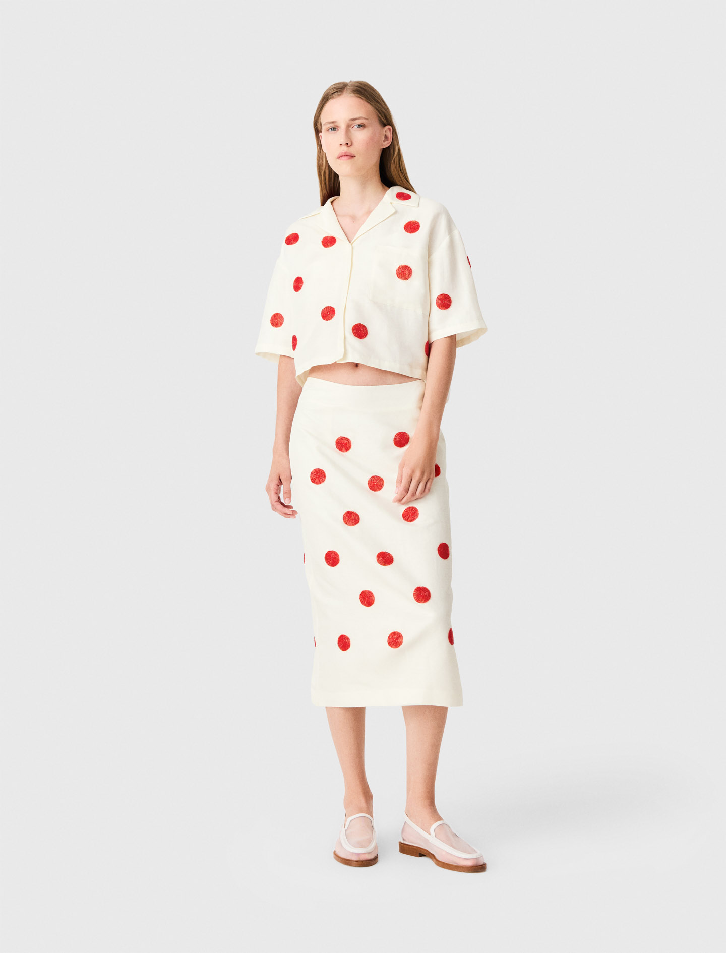 Camicia In Lino E Seta Ricamata - Bianco - Taglia 38 - Maje