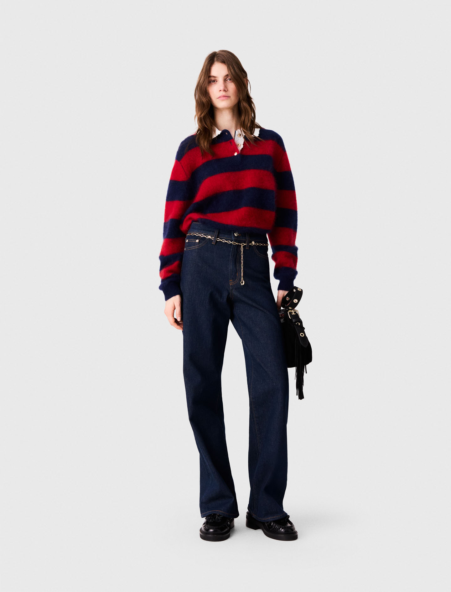 Jeans Larghi Con Cintura A Maglie - Blu Navy - Taglia 40 - Maje