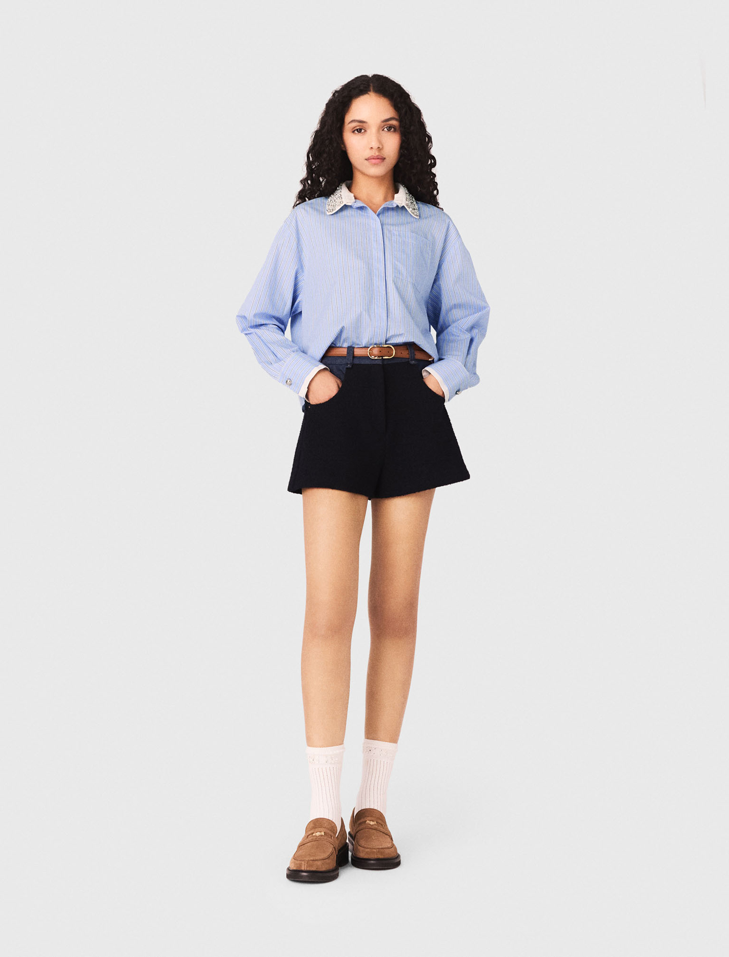 Camicia Collo Gioiello Rimovibile - Celeste - Taglia 44 - Maje