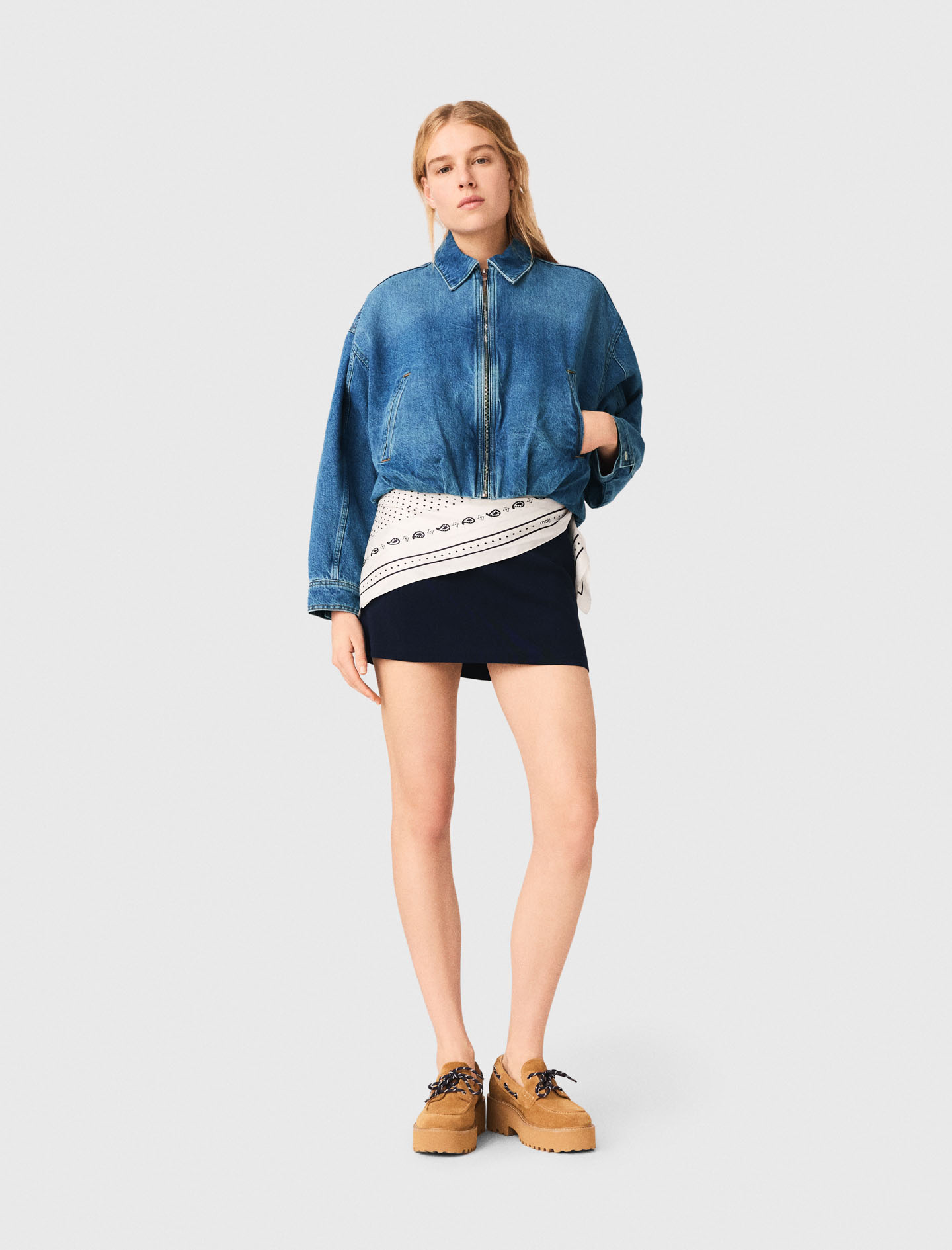 Bomber In Denim - Blu - Taglia 42 - Maje