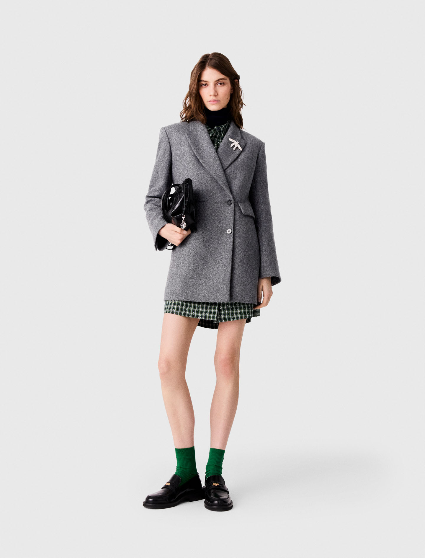 Cappotto Midi In Lana Mélange - Grigio - Taglia 46 - Maje