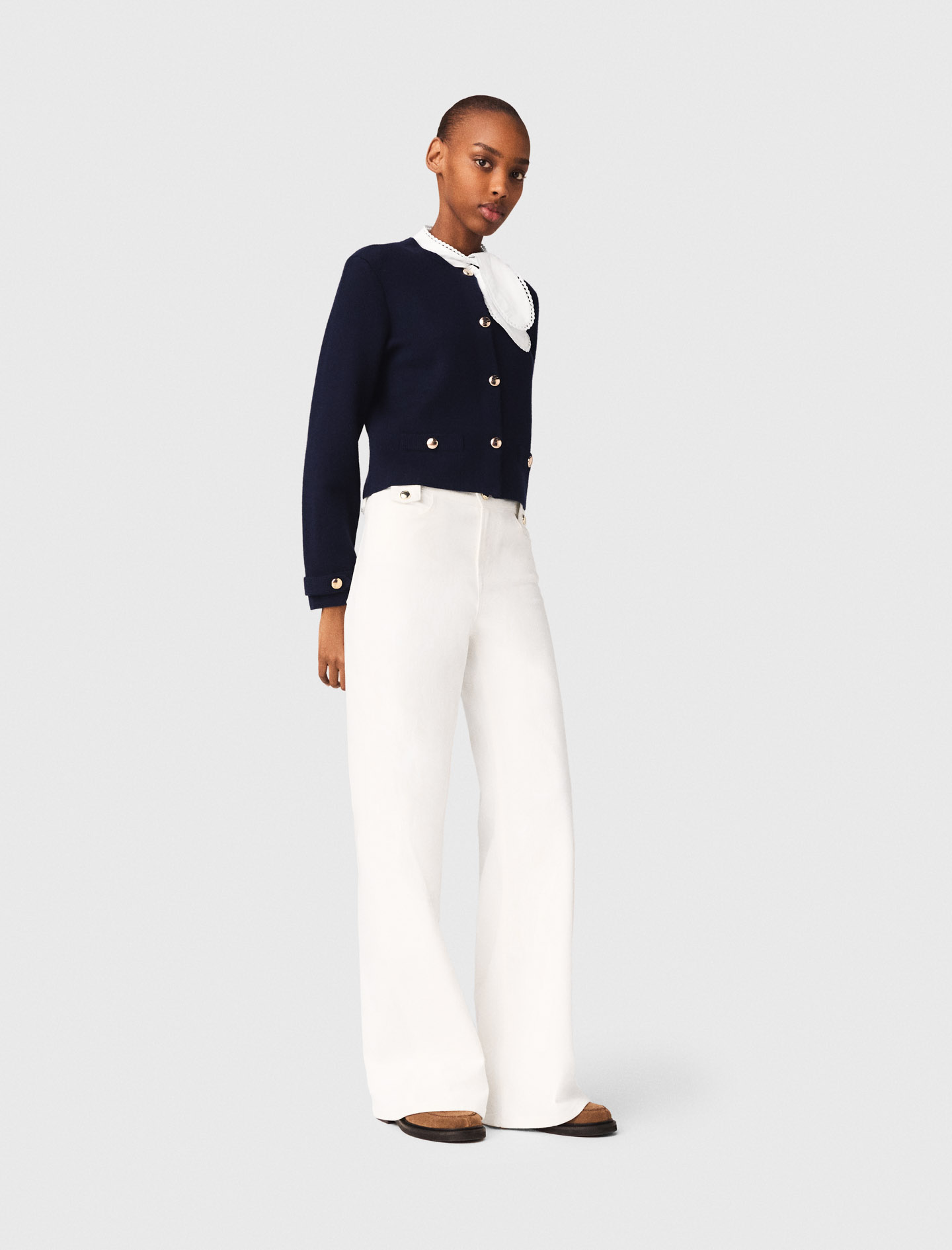 Cardigan Con Colletto Rimovibile - Blu Navy - Taglia 44 - Maje