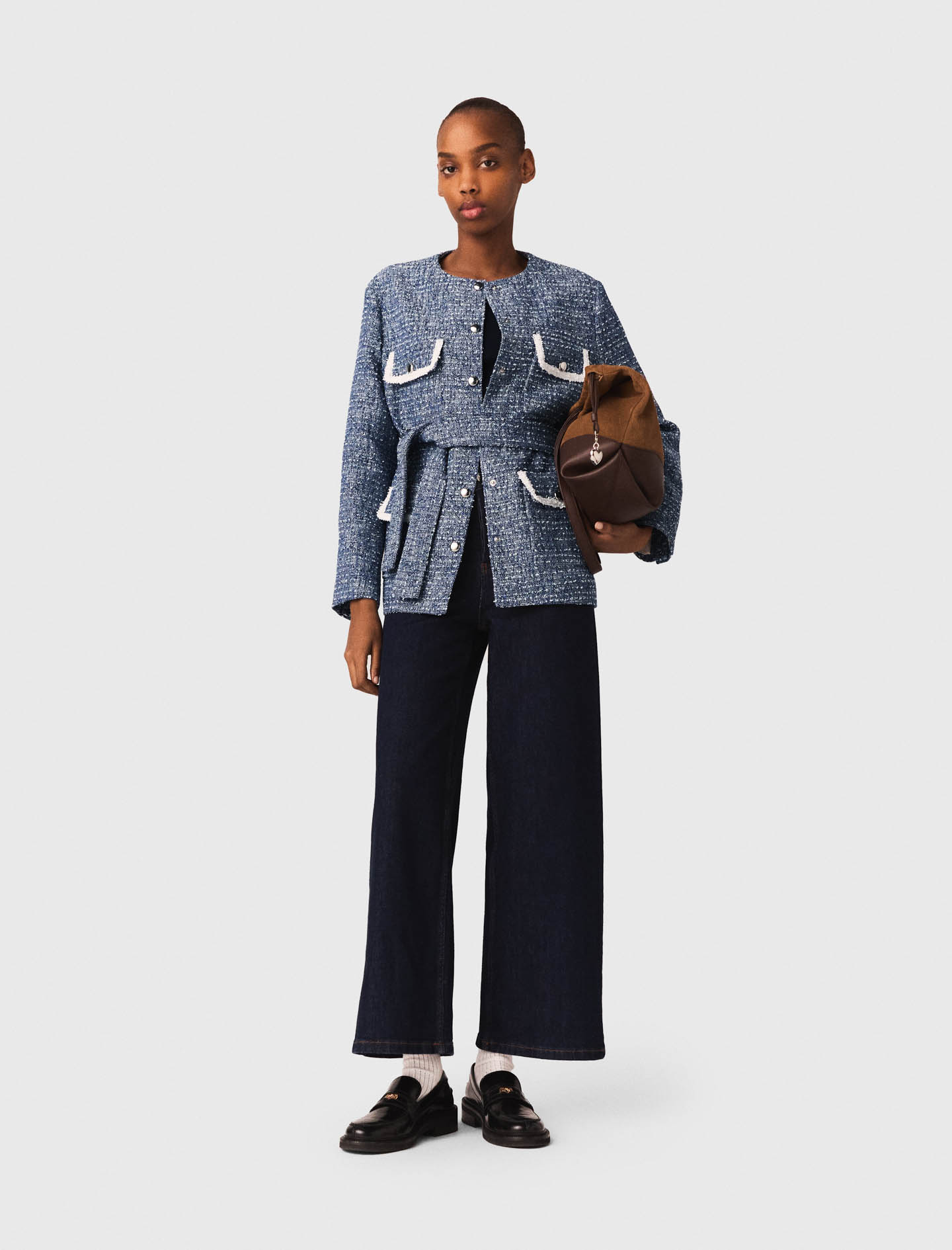 Giacca Con 4 Tasche In Tweed - Blu - Taglia 44 - Maje
