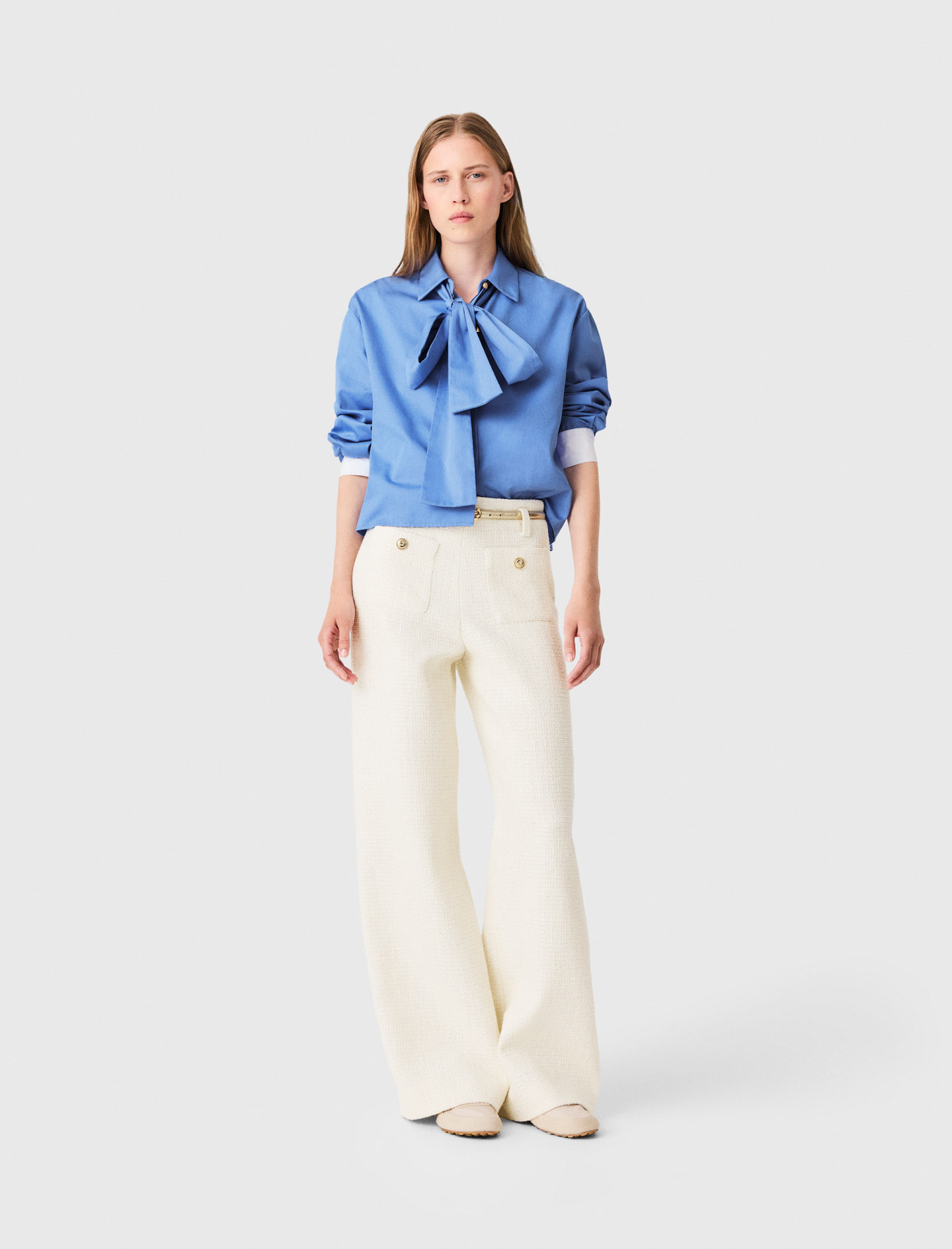 Pantaloni In Tweed Lurex - Écru - Taglia 40 - Maje