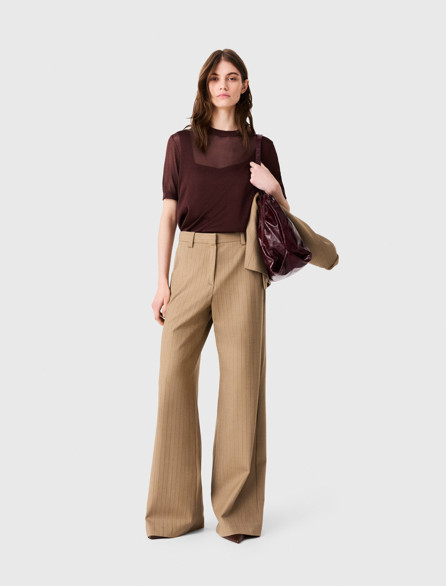 Pantaloni Da Tailleur - Beige - Taglia 46 - Maje