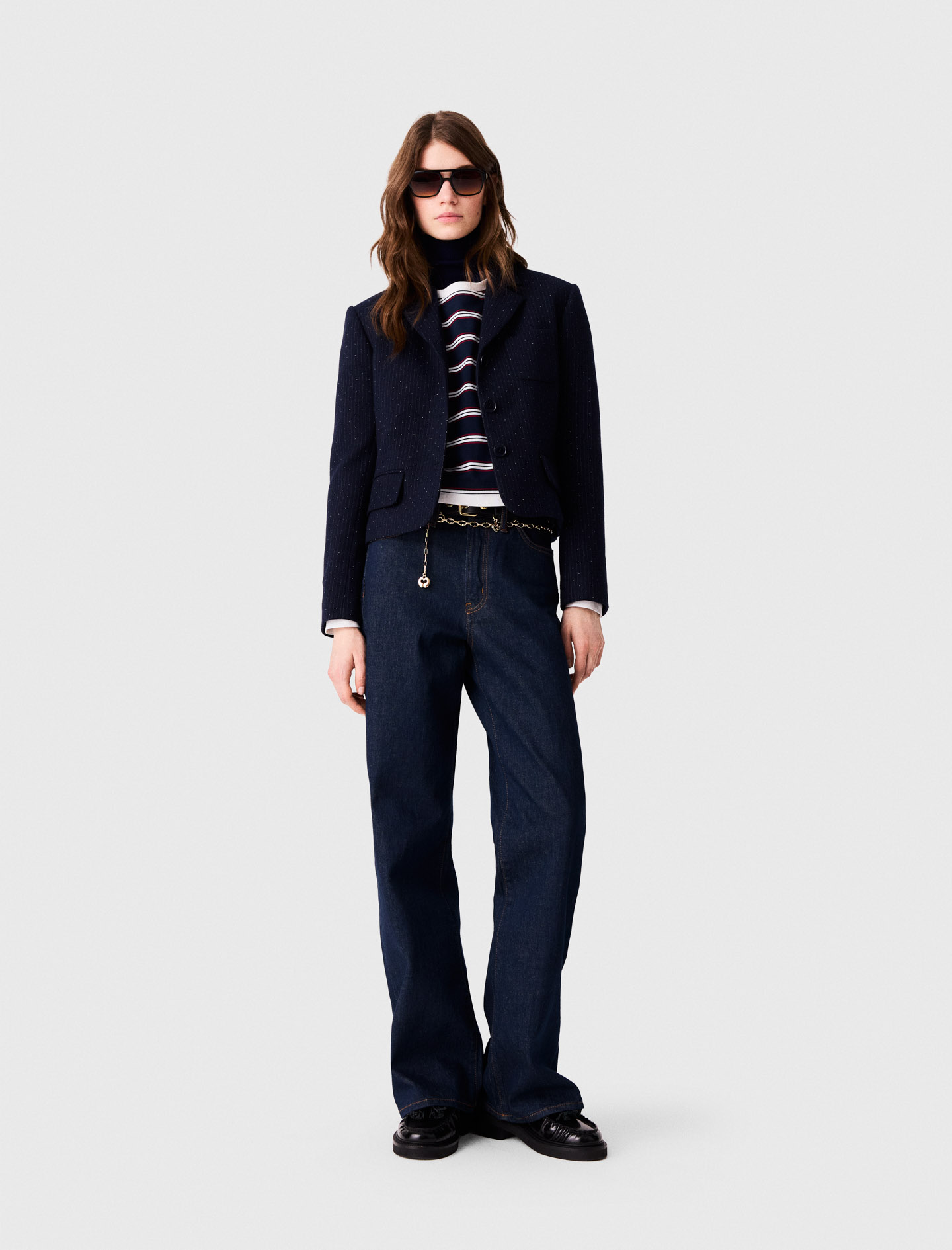 Giacca Da Tailleur Corta - Blu Navy - Taglia 44 - Maje