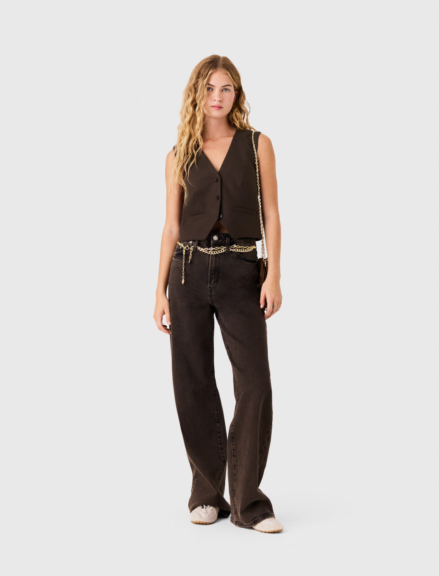 Panciotto Sartoriale Con Strass - Marrone - Taglia 46 - Maje