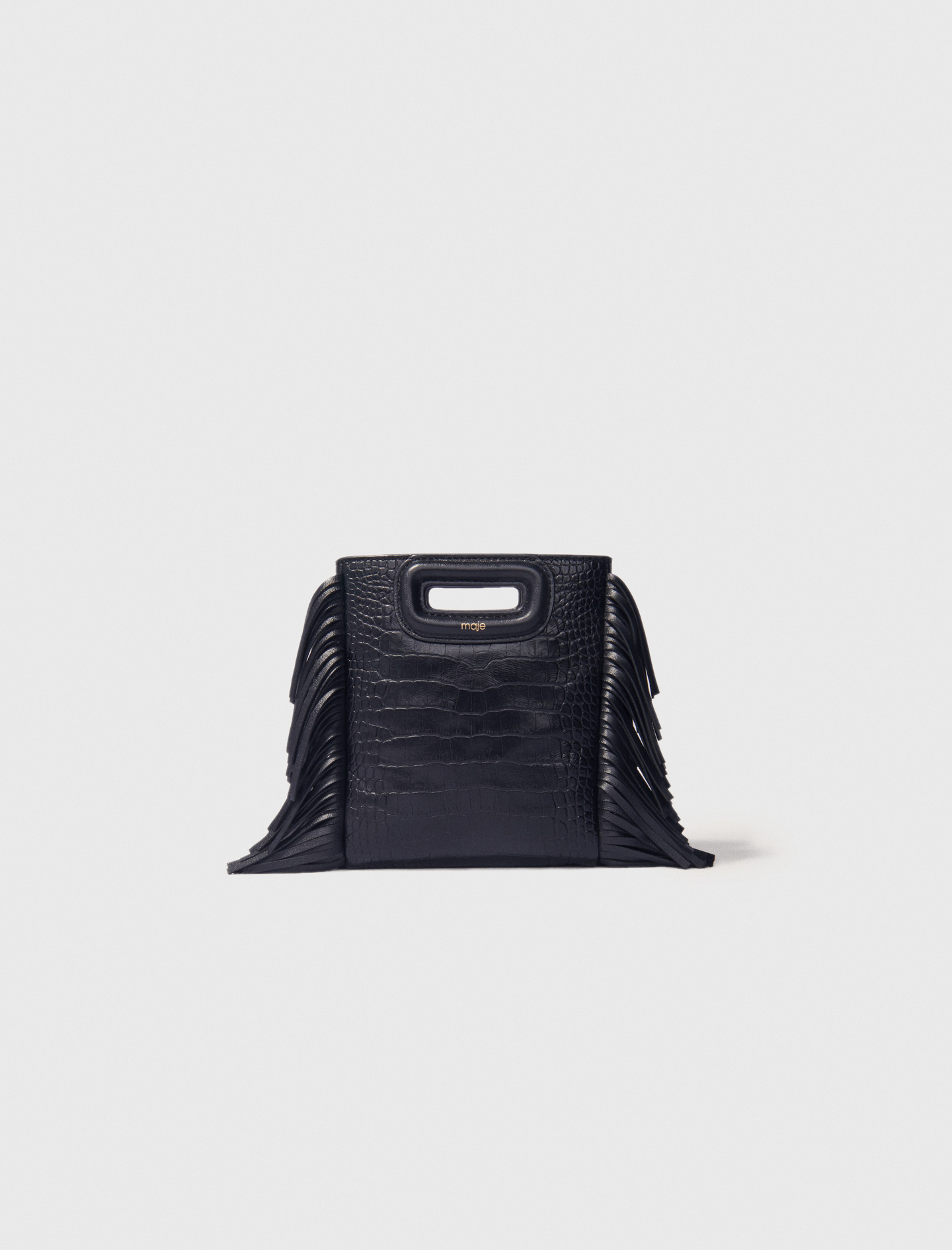 Borsa M Mini In Pelle Di Coccodrillo - Nero - Maje