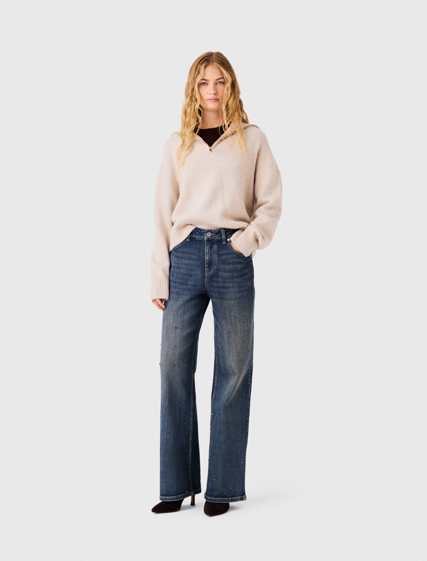 Jeans Larghi Glitterati - Blu - Taglia 42 - Maje