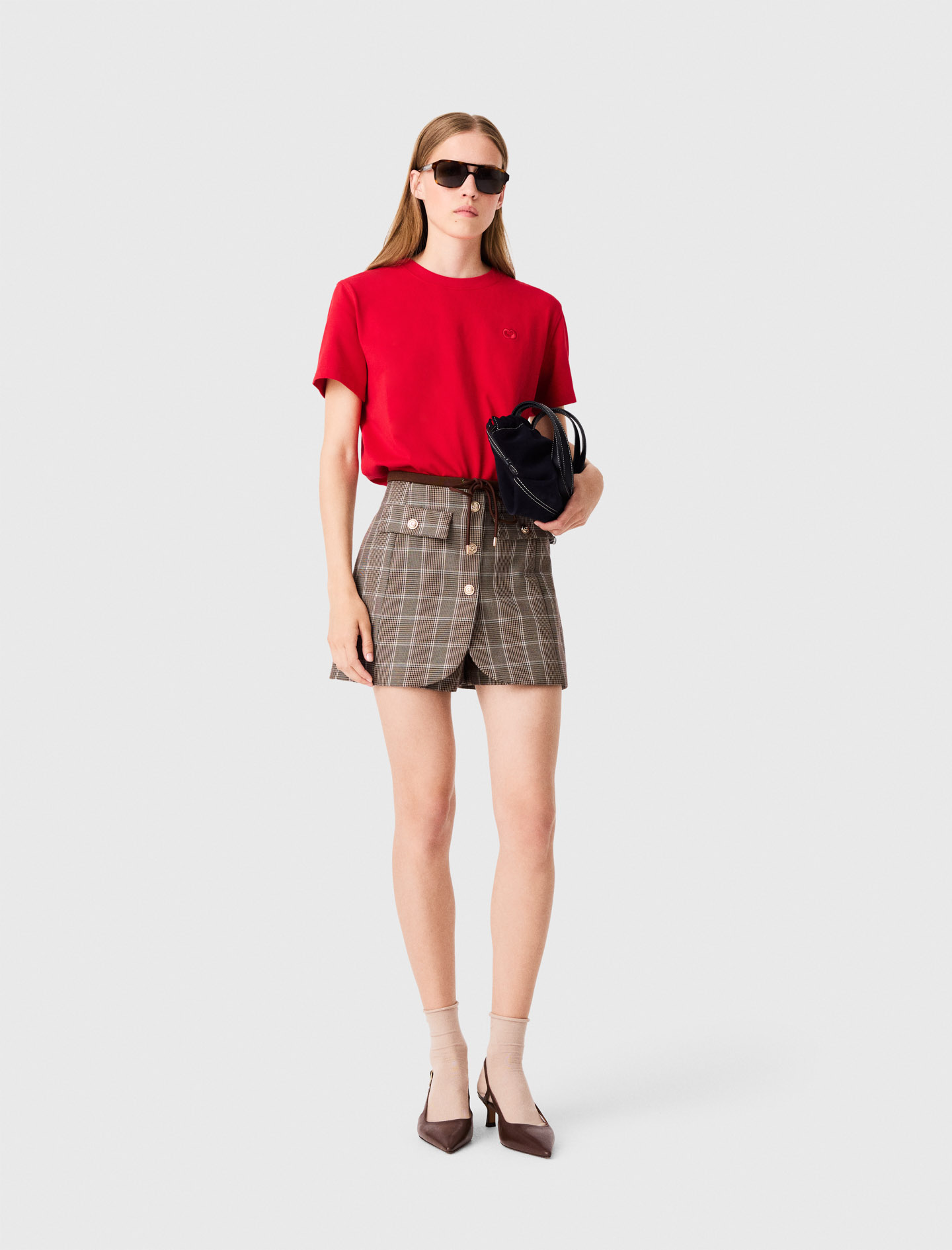 T-shirt Con Logo Ricamato - Rosso - Taglia 38 - Maje
