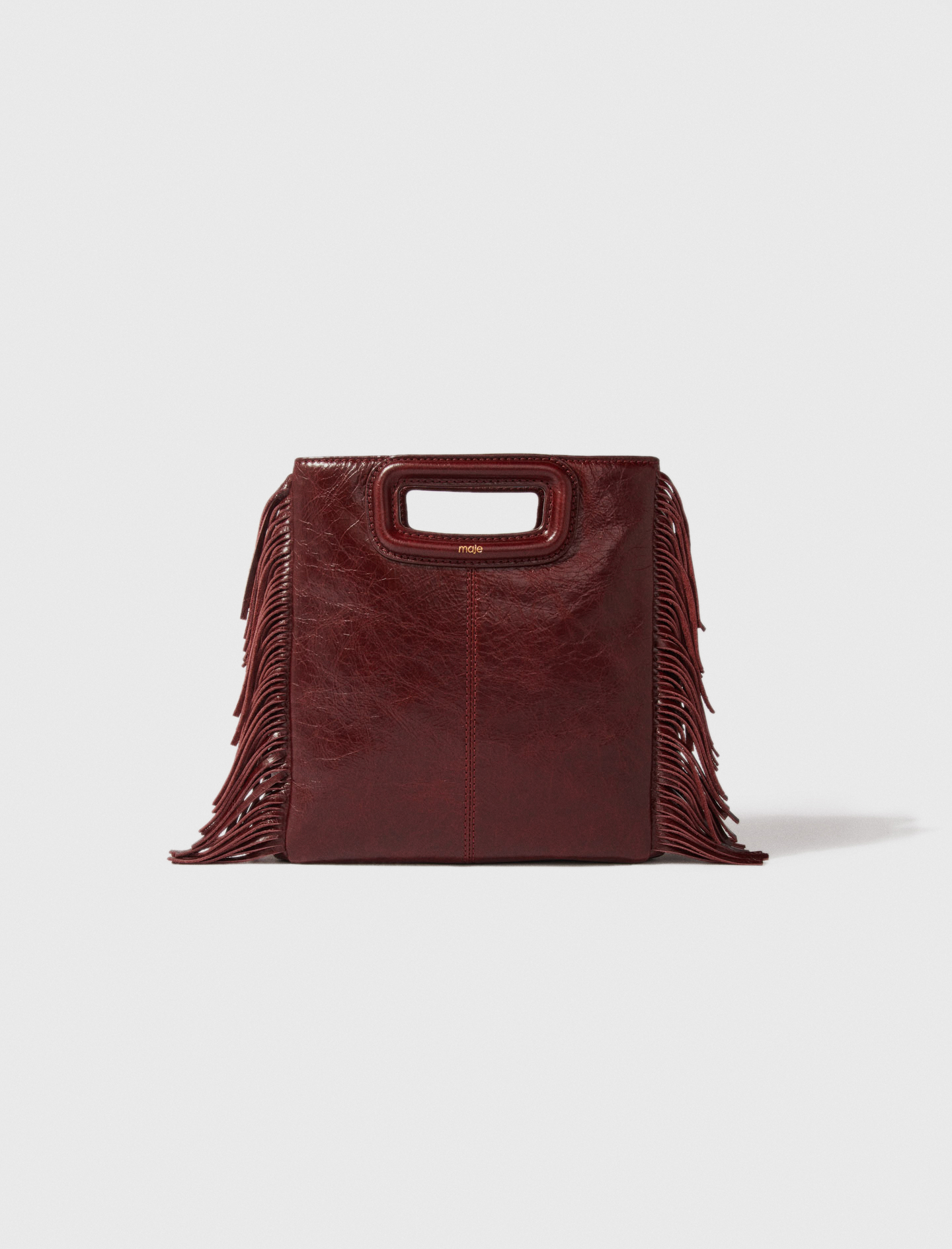 Borsa M In Pelle Craquelé - Bordò - Maje