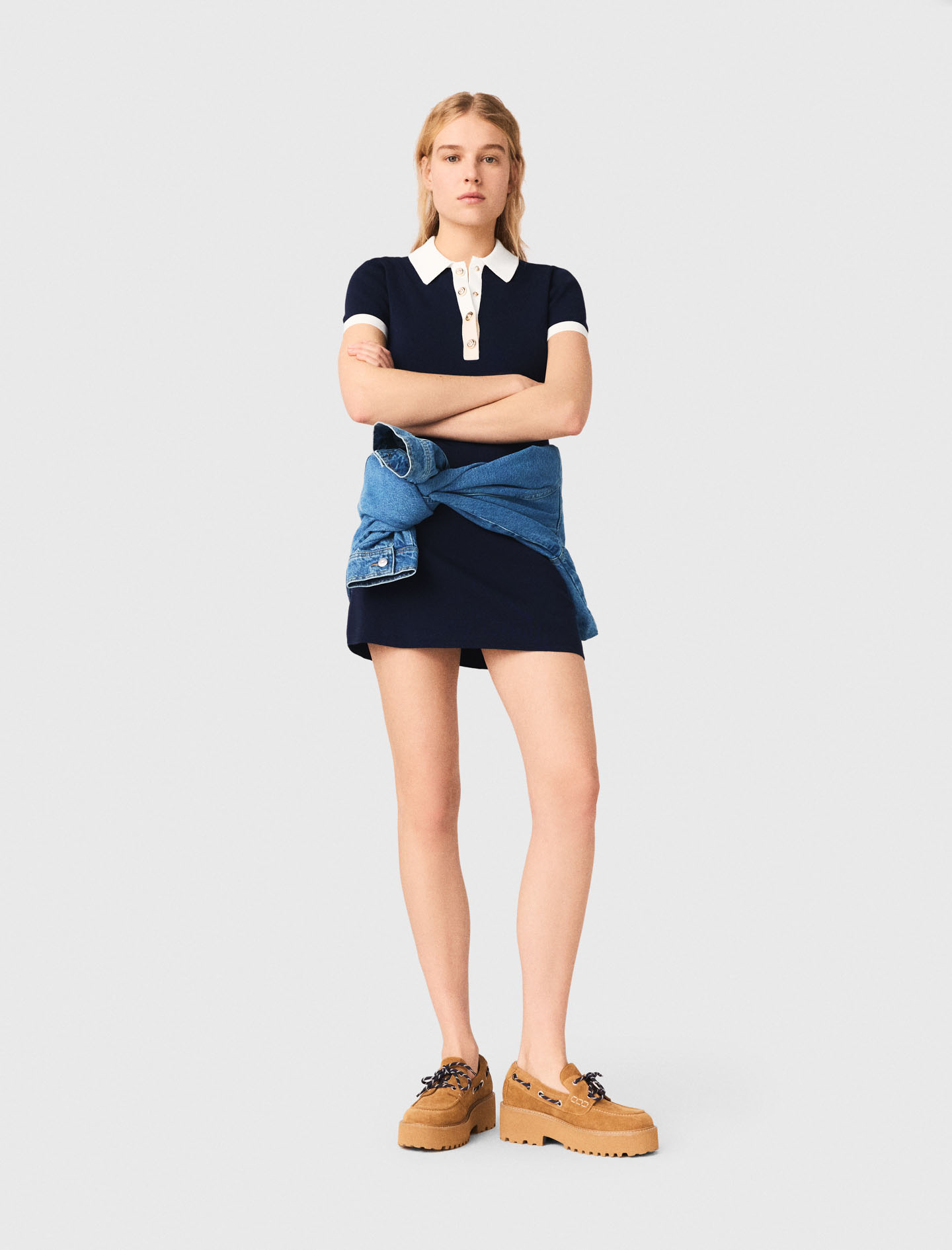 Abito Polo Con Finiture A Contrasto - Blu Navy - Taglia 46 - Maje