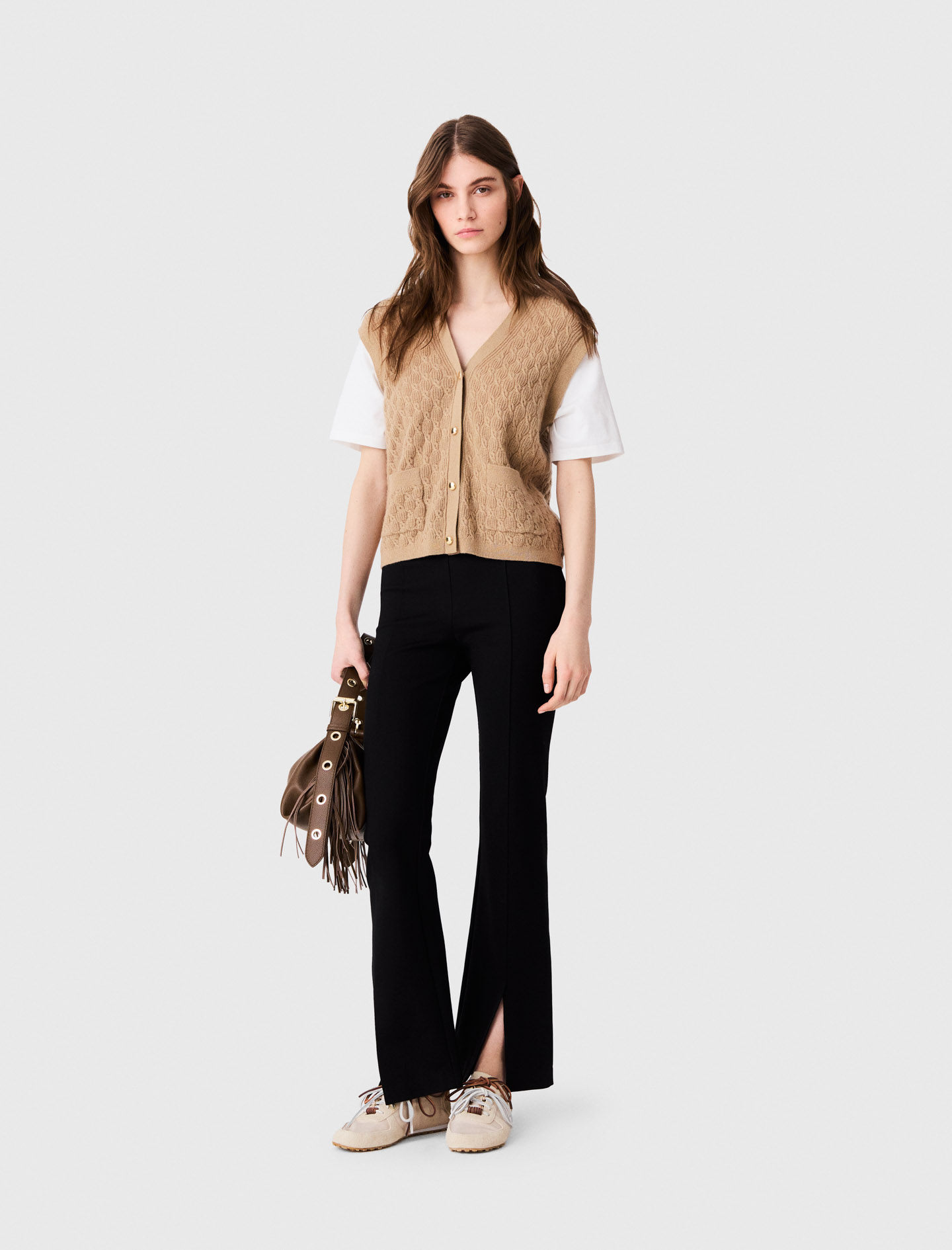 Pantaloni Con Spacco - Nero - Taglia 46 - Maje