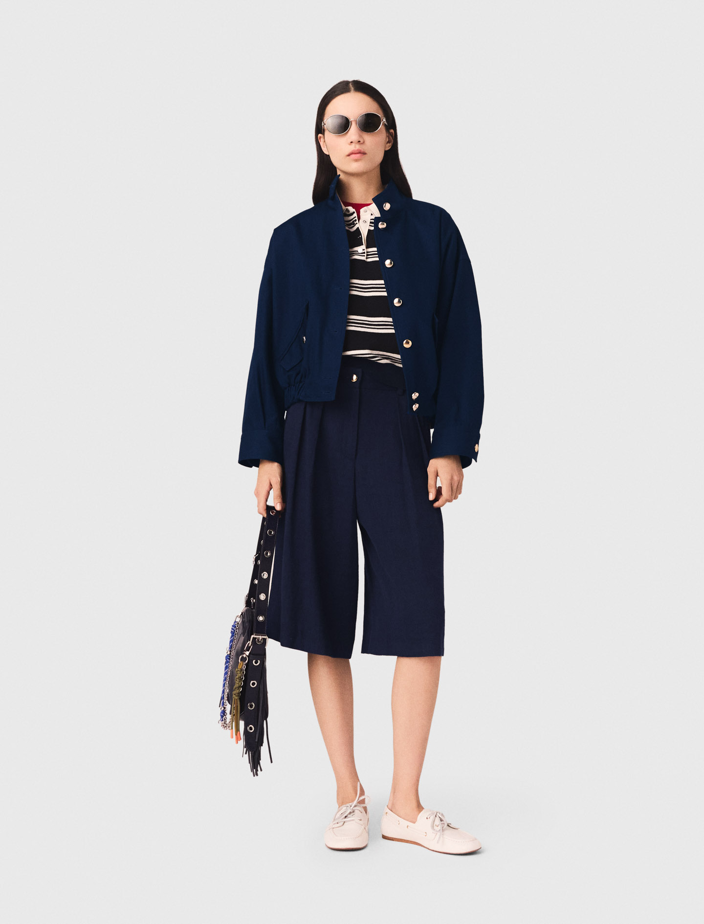 Giubbotto Bomber In Cotone - Blu Navy - Taglia 44 - Maje