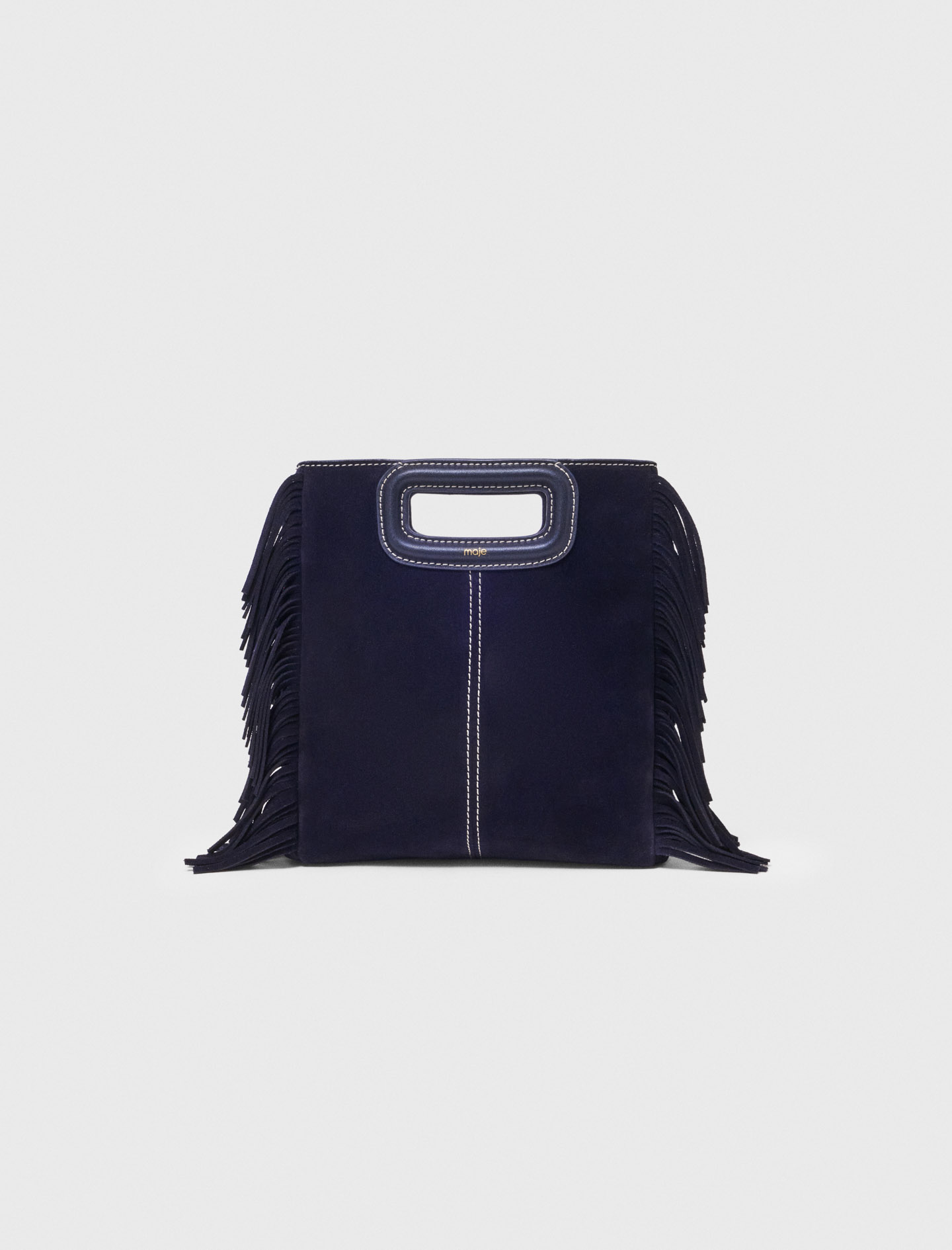 Borsa M Scamosciata Impunturata - Bleu Marine - Maje