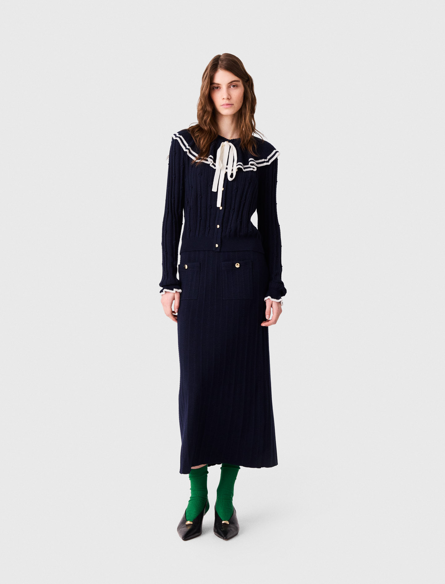 Cardigan Con Mantella Sovrapposta - Blu Navy - Taglia 42 - Maje