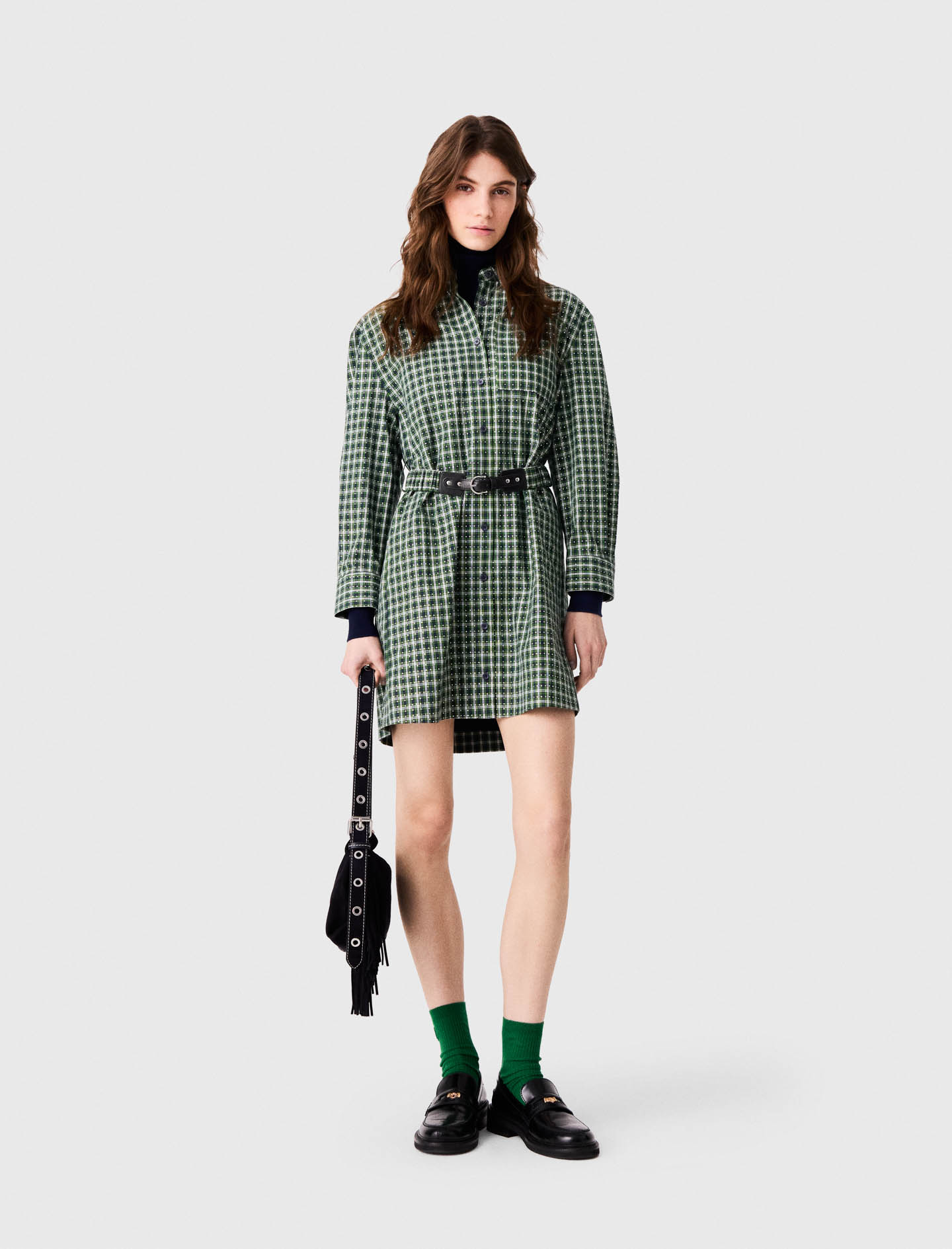 Abito A Camicia Corto Con Strass - Verde - Taglia 44 - Maje