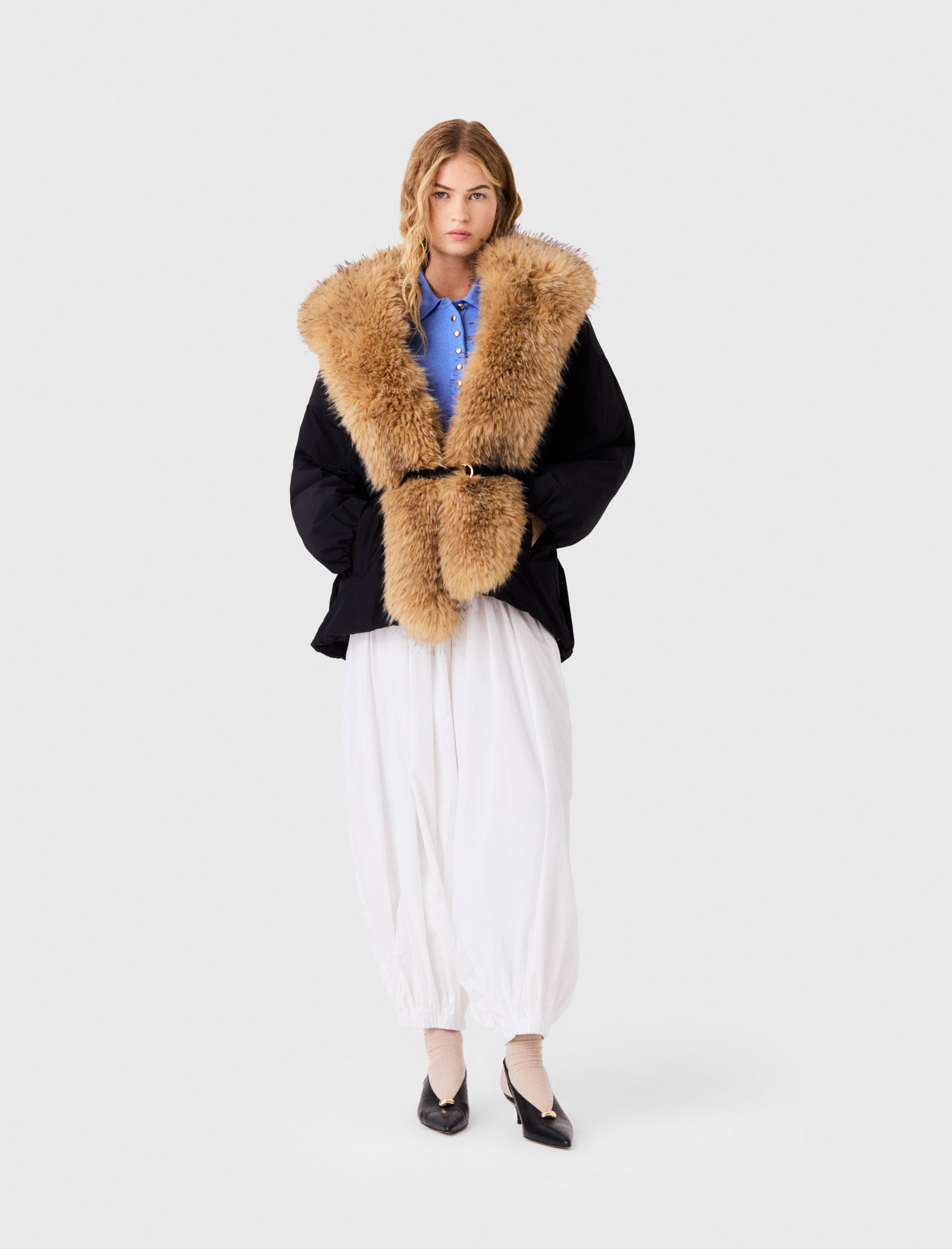 Parka Oversize Collo Ecopelliccia - Nero - Taglia 46 - Maje