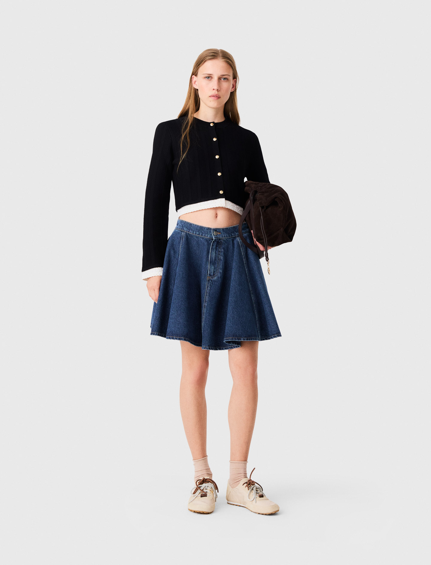 Cardigan Con Banda A Contrasto - Nero - Taglia 44 - Maje