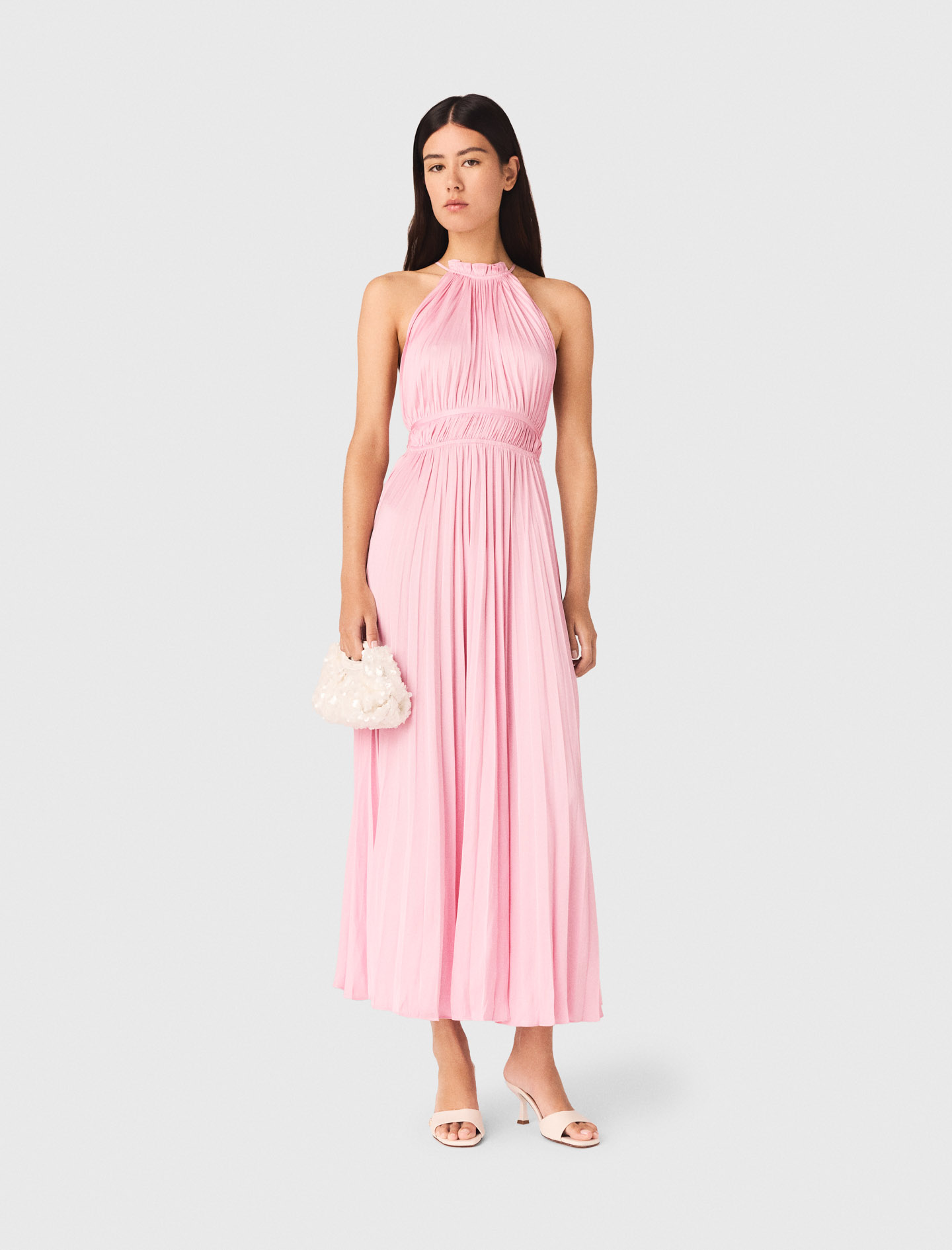 Abito Lungo Plissettato - Rosa - Taglia 46 - Maje