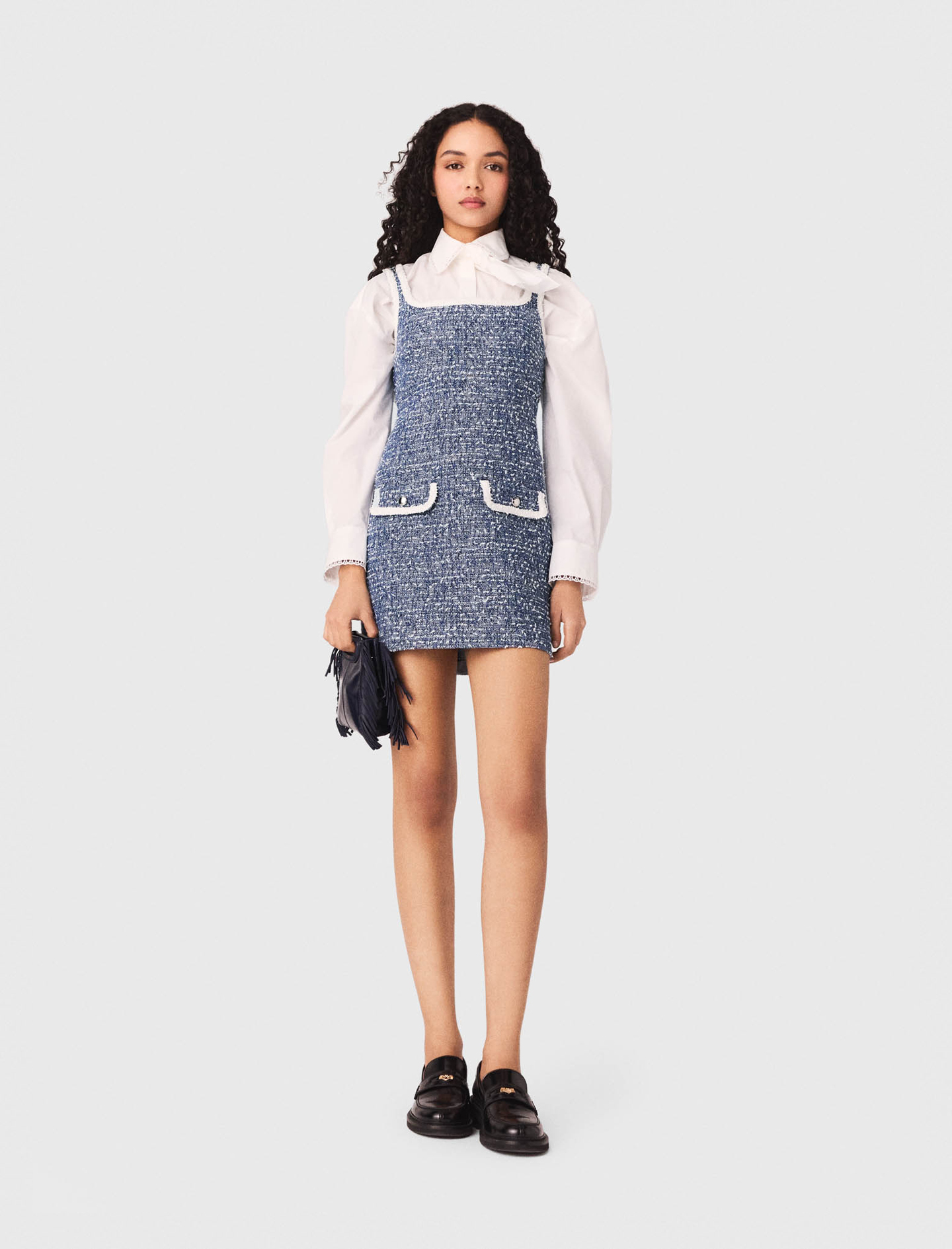 Abito Corto In Tweed - Blu - Taglia 46 - Maje