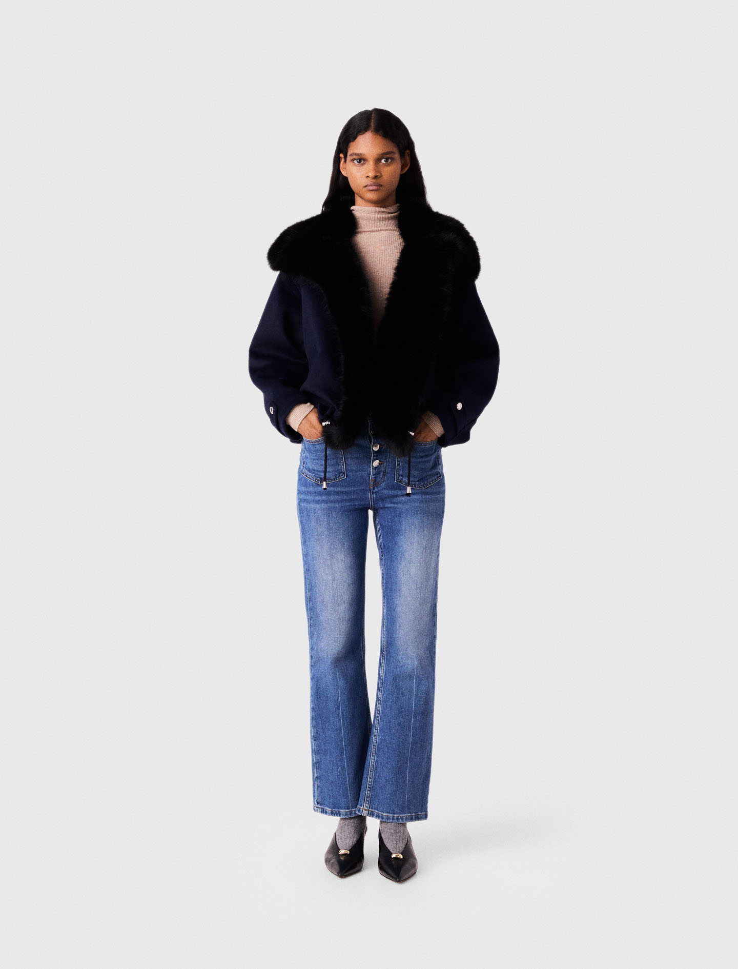 Jeans In Denim Con Tasche - Blu - Taglia 40 - Maje