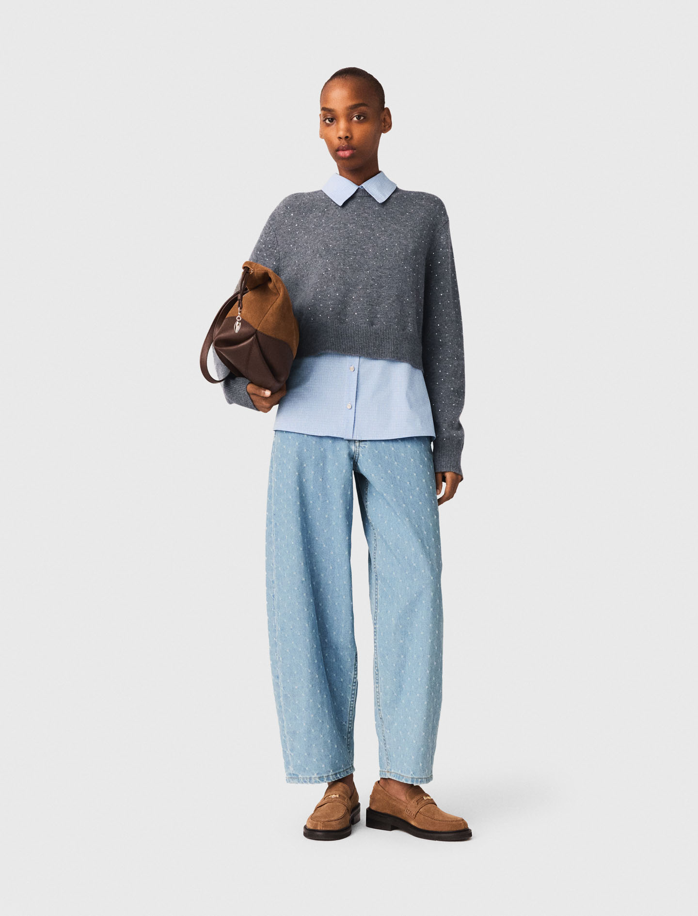 Pull Strass, Dettagli Rimovibili - Grigio - Taglia 38 - Maje