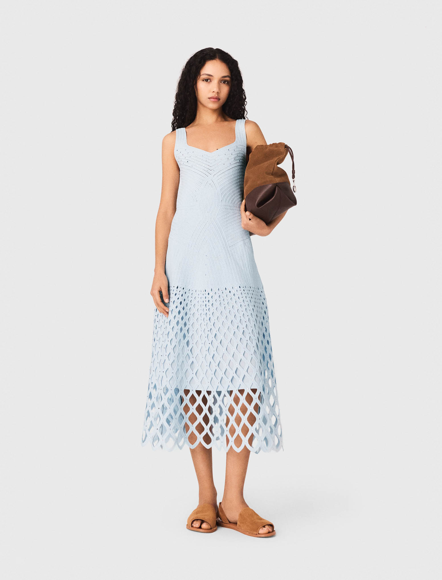 Abito Crochet Con Fodera Rimovibile - Celeste - Taglia 38 - Maje