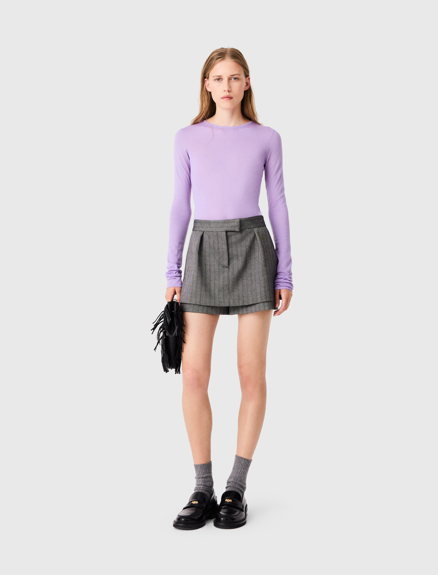 Shorts Trompe L'Œil Tailleur Strass - Grigio - Taglia 44 - Maje