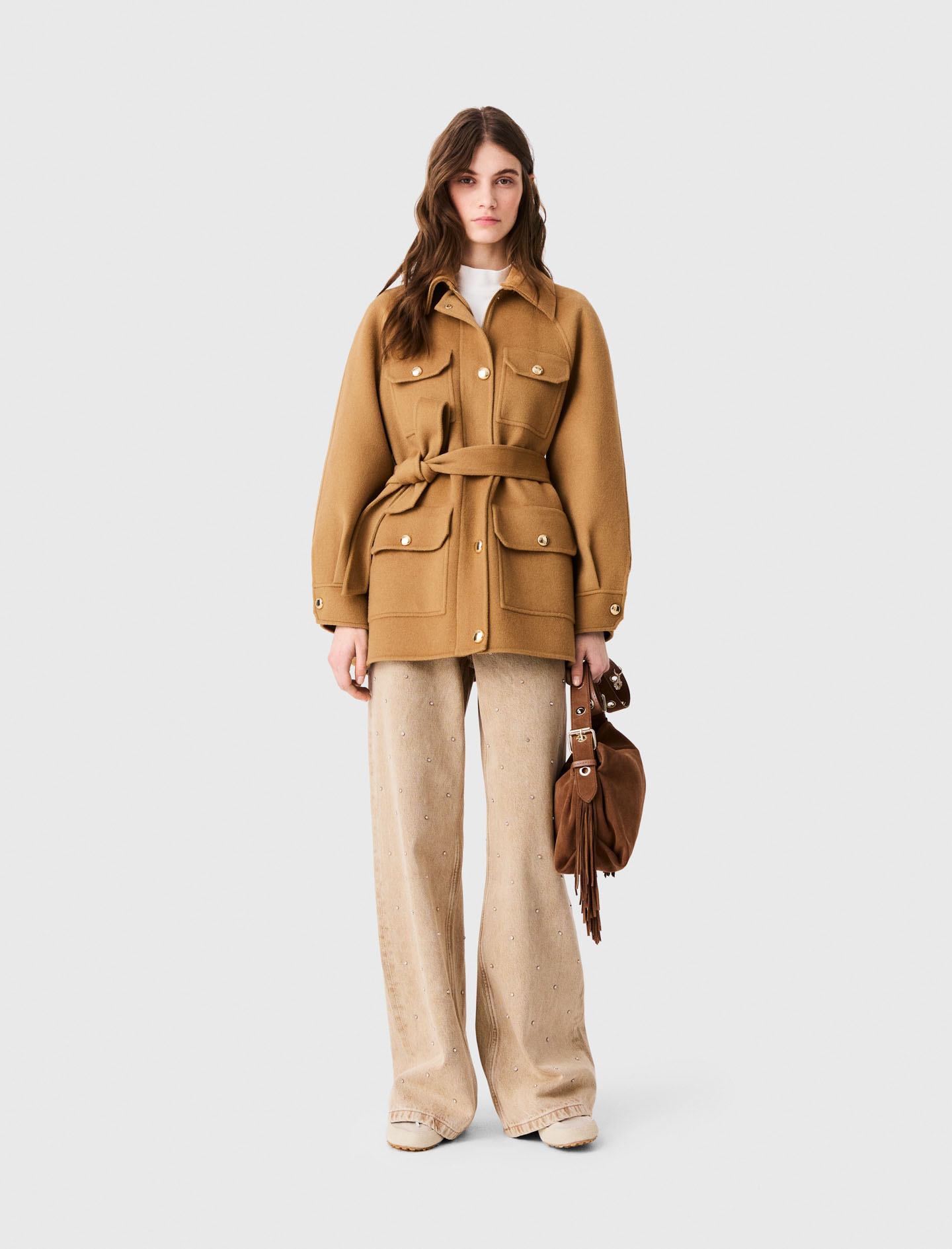 Cappotto Midi In Lana - Cammello - Taglia 38 - Maje