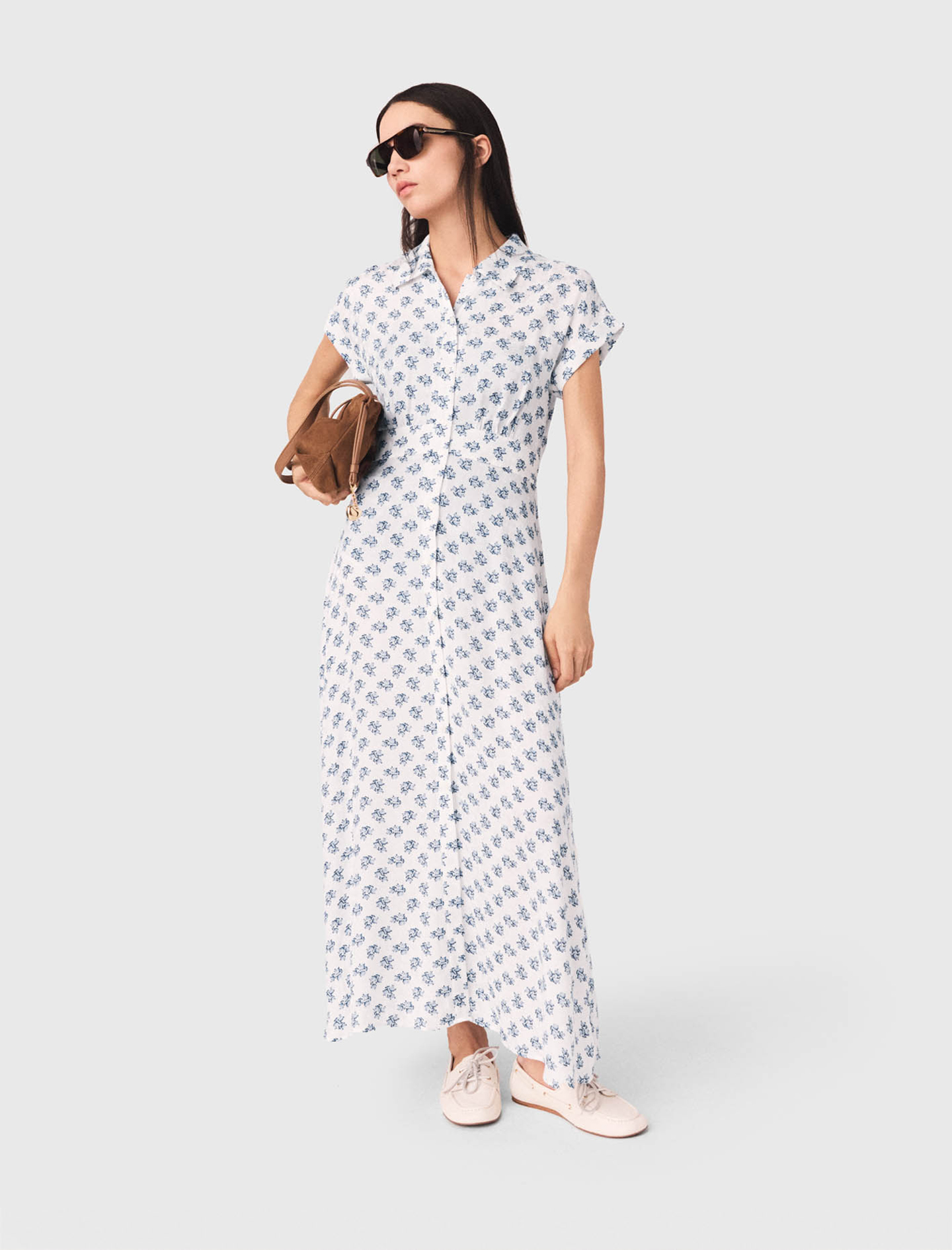 Abito Lungo Con Stampa Jacquard - Navy Denim - Taglia 38 - Maje