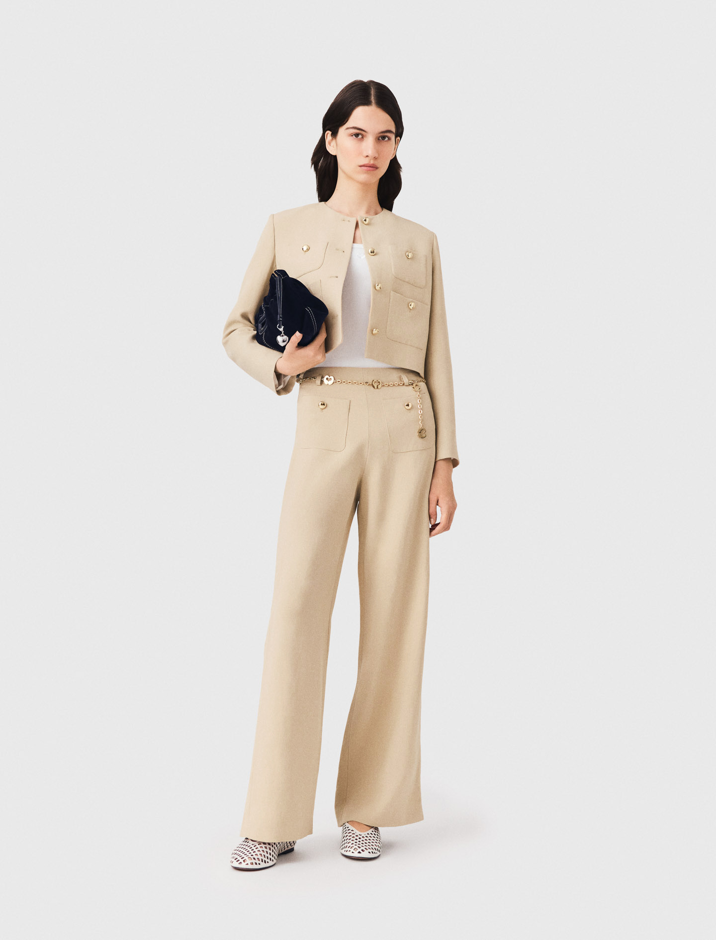Pantaloni Da Tailleur Misto Lino - Beige - Taglia 40 - Maje