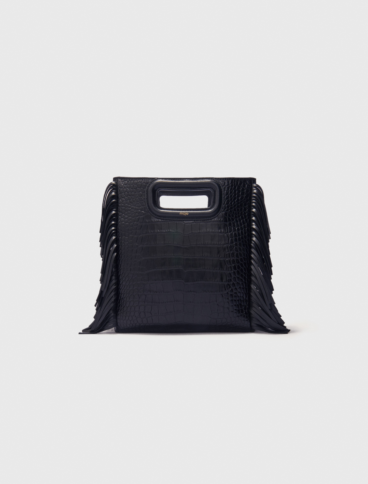 Borsa M In Pelle Effetto Coccodrillo - Nero - Maje