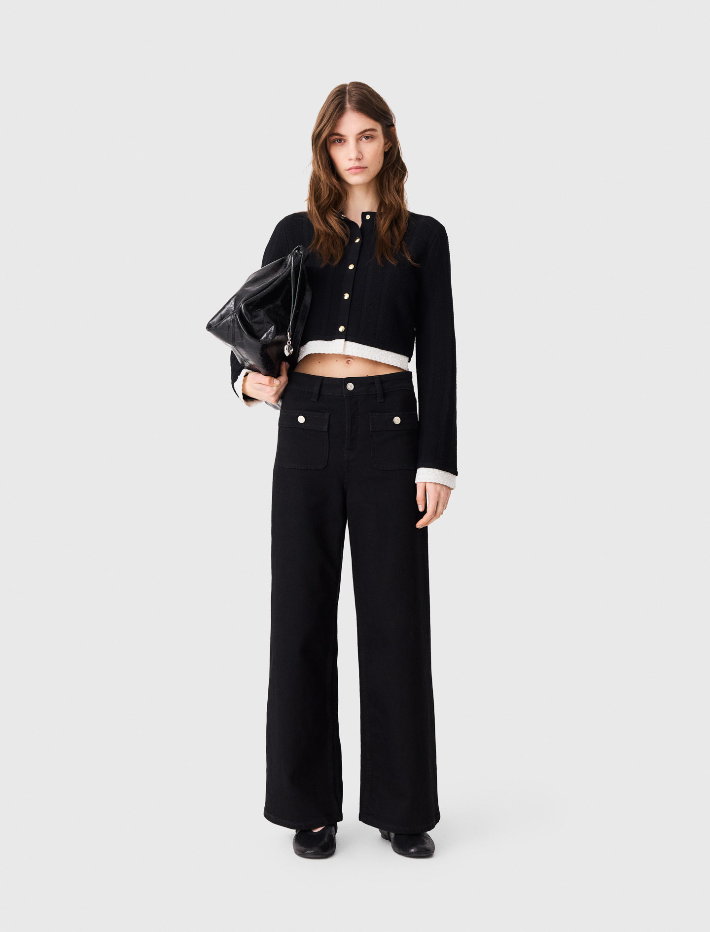 Jeans Dritti Con Tasche Applicate - Nero - Taglia 40 - Maje