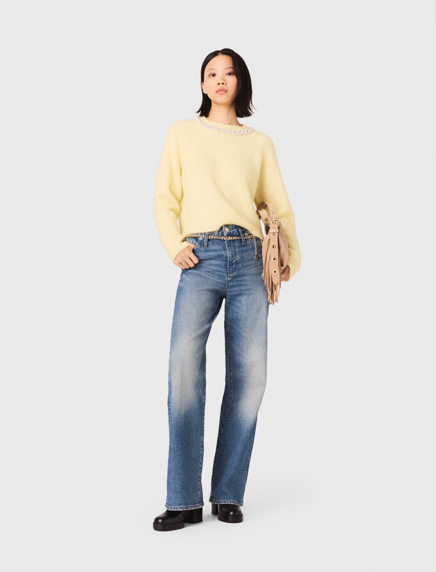 Jeans E Cintura A Maglie - Blu - Taglia 40 - Maje