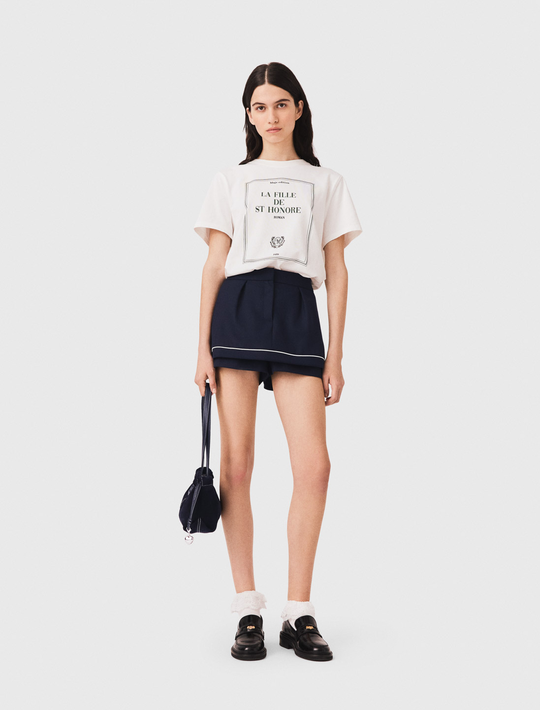 Shorts Da Tailleur Trompe L'Œil - Blu Navy - Taglia 38 - Maje