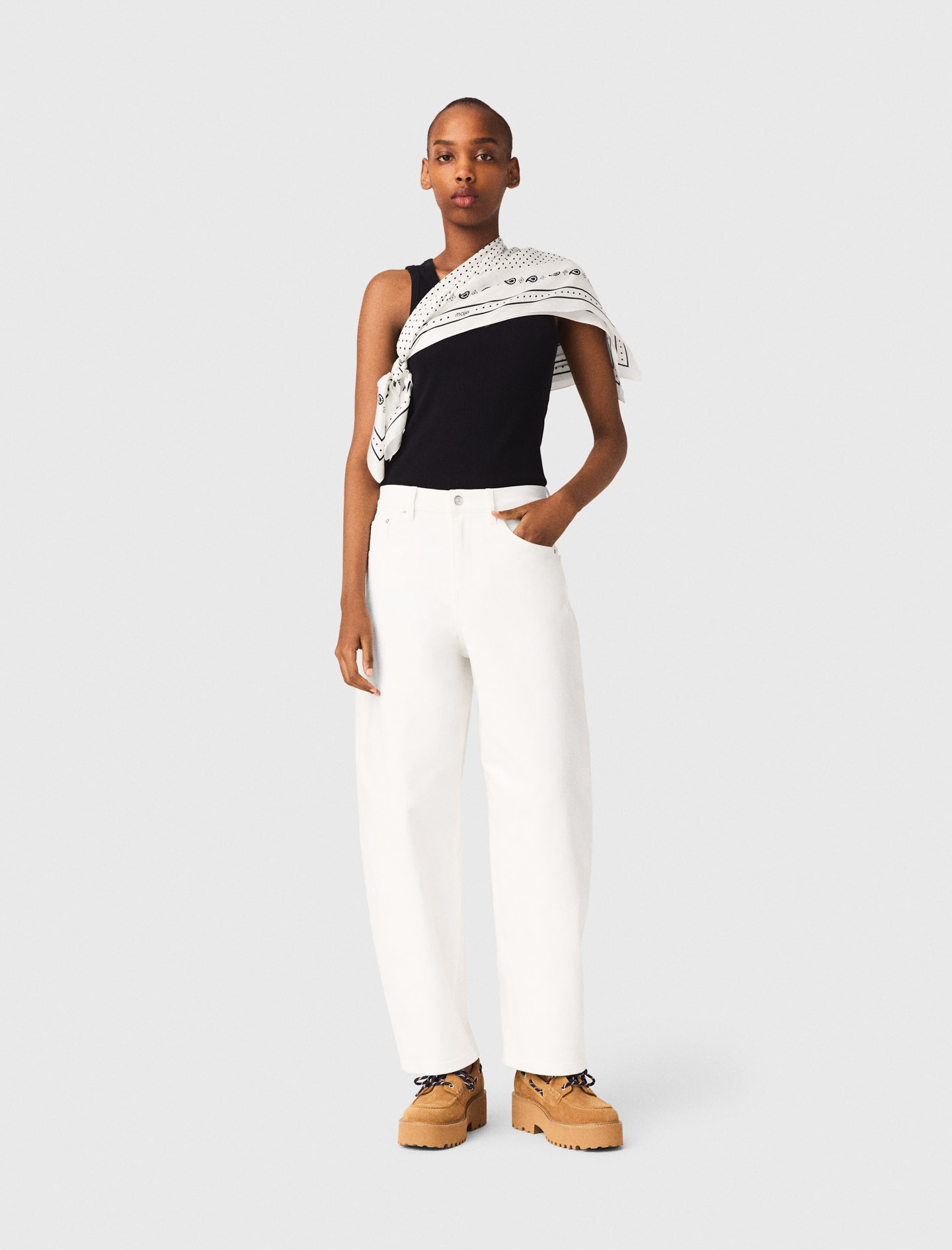 Jeans A Palloncino - Bianco - Taglia 40 - Maje