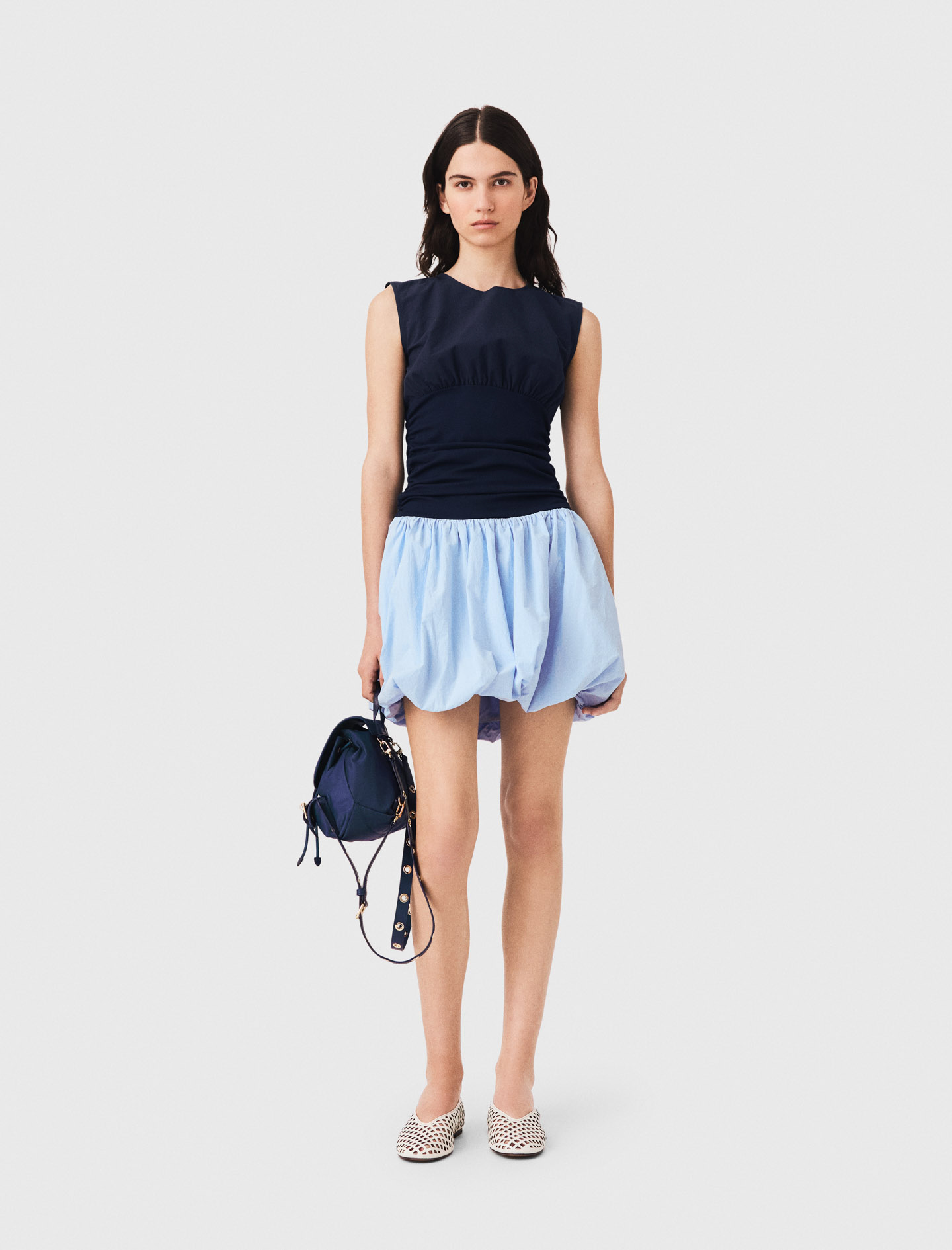 Abito Bimateriale Jersey E Cotone - Blu - Taglia 46 - Maje